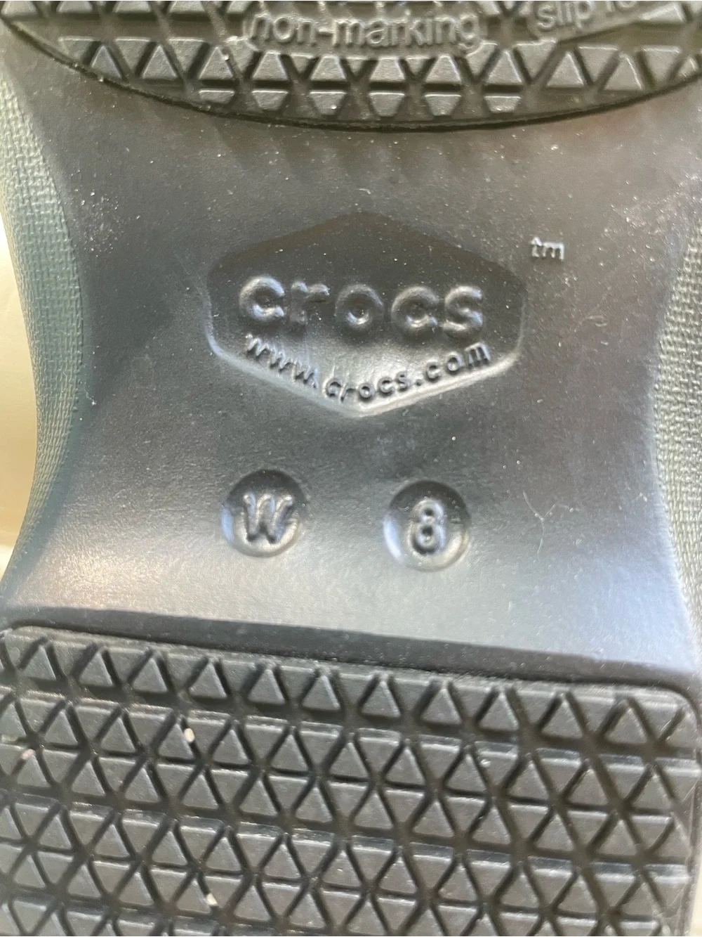 NEVER WORN** SIZE 8 WOMANS  Black Slip-On Shoes - Comfort Clogs BY CROCS